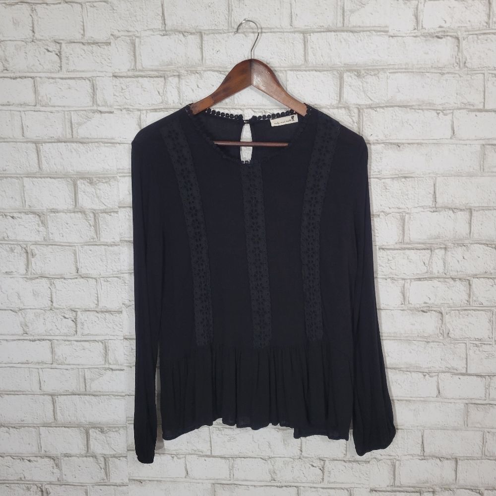 Mindy Maes Market black ruffle blouse